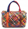 Woven Leather Large Bowling Bag